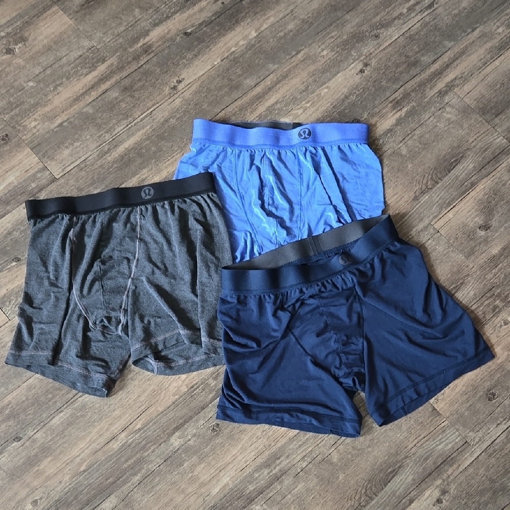 Bundle of 3 Lululemon Medium Always in Motion 5 " briefs Gray, Light Blue, Navy